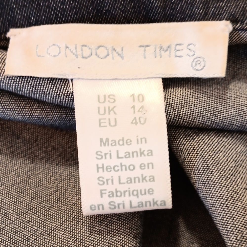 London Times Denim Blue Wrap Dress Coastal Cowgirl - Picture 7 of 10